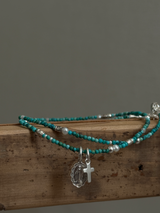 Silver925×天然石|12月誕生石 トルコ石(ターコイズ) ミニチャーム ネックレス(Reeplushハンドメイド)