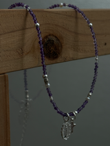 Silver925×天然石|2月誕生石 アメジスト ミニチャーム ネックレス(Reeplushハンドメイド)