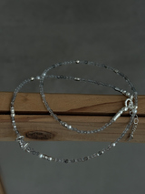 Silver925×天然石|4月誕生石 ダイヤモンドクォーツ ミニチャーム ネックレス 41cm(Reeplushハンドメイド)