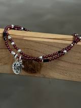 Silver925×天然石|1月誕生石 ロードライトガーネット ミニチャーム ネックレス(Reeplushハンドメイド)