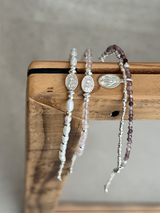 Silver925×天然石|8月誕生石 パープルスピネル2連 メダイブレスレット(Reeplushハンドメイド)