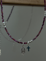 Silver925×天然石|7月誕生石 マダガスカル産ルビー ミニチャーム ネックレス(Reeplushハンドメイド)