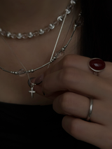 Crystal×silver Ball beads necklace