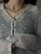 Silver925×天然石|12月誕生石 トルコ石(ターコイズ) ミニチャーム ネックレス 41cm(Reeplushハンドメイド)