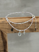 Silver925×天然石|9月誕生石 クンツァイト ミニチャーム ネックレス(Reeplushハンドメイド)