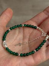 Silver925×天然石|グリーンオニキス・マリア様ブレスレット(Reeplushハンドメイド)