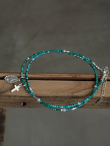 Silver925×天然石|12月誕生石 トルコ石(ターコイズ) ミニチャーム ネックレス(Reeplushハンドメイド)