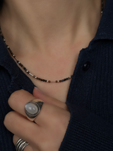 Silver925×天然石|ストライプオニキスネックレス 38.5cm〜43cm(Reeplushハンドメイド)