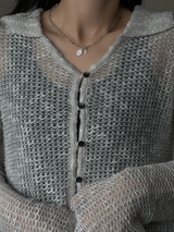 Silver925×天然石|4月誕生石 ダイヤモンドクォーツ ミニチャーム ネックレス 41cmまたは41cm+アジャスター4.5cm(Reeplushハンドメイド)