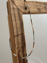 Silver925×天然石|1月誕生石ヘソナイトガーネット クロスミニチャーム チョーカーネックレス(Reeplushハンドメイド)38cm〜42cm