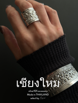 【Chiengmai silver】Embosser cuff bangle/1点もの【made in THAILAND 】