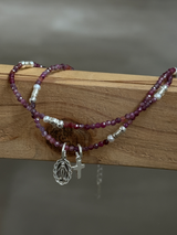 Silver925×天然石|7月誕生石 マダガスカル産ルビー ミニチャーム ネックレス(Reeplushハンドメイド)