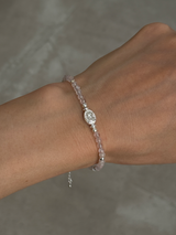 Silver925×天然石|4月誕生石 モルガナイト メダイブレスレット(Reeplushハンドメイド)