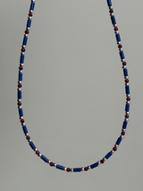 Stone beads necklace -blue-