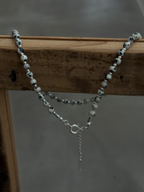 Silver925×天然石|ダルメシアンジャスパー チョーカーネックレス約37.5cm〜41.5cm(Reeplushハンドメイド)