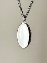 両面刻印【お好きな刻印お入れします】Original Message series - long vertically Oval Locket pendant -