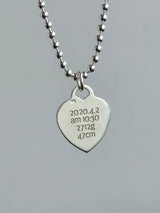 足型・手形 ・オリジナルデータ刻印専用プレート|Heart Pendant top 【重厚感あり】