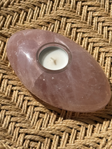 【MOMOMOON】Madagascar Rose quartz Oval candle holder/1.19kg