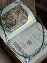 Silver925×天然石|12月誕生石 トルコ石(ターコイズ) ミニチャーム ネックレス 41cm(Reeplushハンドメイド)