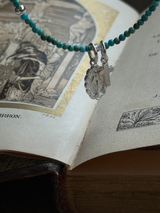 Silver925×天然石|12月誕生石 トルコ石(ターコイズ) ミニチャーム ネックレス 41cm(Reeplushハンドメイド)