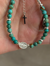 【再入荷】Silver925×天然石|ターコイズ×メダイ ブレスレット(Reeplushハンドメイド)