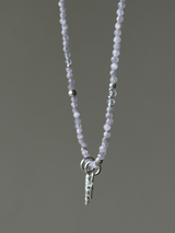 Silver925×天然石|9月誕生石 クンツァイト ミニチャーム ネックレス 41cm(Reeplushハンドメイド)