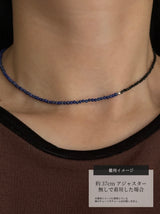 Silver925×天然石|12月誕生石 アシンメトリー ラピスラズリ×オニキス チョーカーネックレス約37cmまたは約36cm+アジャスター5cm(Reeplushハンドメイド)