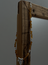 Silver925×天然石|11月誕生石 シトリンチャーム ミニチョーカーネックレス(Reeplushハンドメイド)約36.5cmまたは38cm