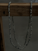 Silver925×天然石|ダルメシアンジャスパー オペラネックレス/ 約73cm(Reeplushハンドメイド)