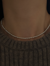 Silver925×天然石|2.8mm バロックパールチョーカー ネックレス37.5cm〜42cm(Reeplushハンドメイド)軽量チャーム追加可能