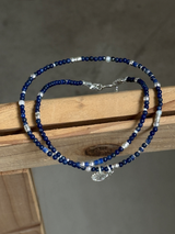 Silver925×天然石|12月誕生石 ラピスラズリ ミニチャーム ネックレス(Reeplushハンドメイド)