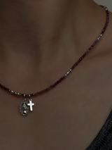 Silver925×天然石|7月誕生石 マダガスカル産ルビー ミニチャーム ネックレス(Reeplushハンドメイド)