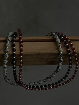 Silver925×天然石|ダルメシアンジャスパー チョーカーネックレス約37.5cm〜41.5cm(Reeplushハンドメイド)