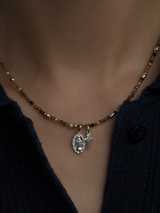 Silver925×天然石|10月誕生石 トルマリン ミニチャーム ネックレス(Reeplushハンドメイド)