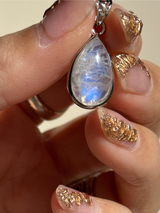 【MOMOMOON】高品質 Rainbow Moonstone pendant top【1-D】
