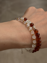 【追加】再入荷 | Silver925×天然石|ヘソナイトとロッククリスタルの2連メダイブレスレット(Reeplushハンドメイド)