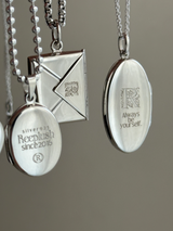 両面刻印【お好きな刻印お入れします】Original Message series - long vertically Oval Locket pendant -