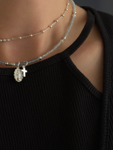 Silver925×天然石|3月誕生石 アクアマリン ミニチャーム ネックレス(Reeplushハンドメイド)