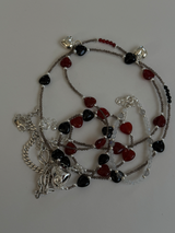 Silver925×天然石|ハート・オニキス×スモーキークォーツ ネックレス(Reeplushハンドメイド)