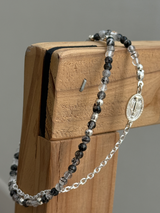 Silver925×天然石|ブラックルチル チェーン切り替え メダイネックレス(Reeplushハンドメイド)