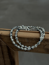 Silver925×天然石|ダルメシアンジャスパー チョーカーネックレス約37.5cm〜41.5cm(Reeplushハンドメイド)