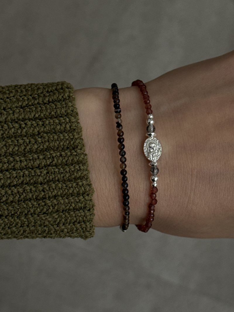 Silver925×天然石｜モザンビーク産ガーネット ストライプオニキス