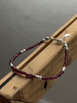 Silver925×天然石|ロードライトガーネット+パール ブレスレット(Reeplushハンドメイド)