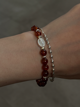 Silver925×天然石|ヘソナイトメダイブレスレット(Reeplushハンドメイド)