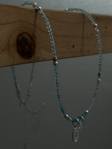 Silver925×天然石|3月誕生石 アクアマリン ミニチャーム ネックレス 41cm(Reeplushハンドメイド)