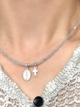 Silver925×天然石|3月誕生石 アクアマリン ミニチャーム ネックレス 41cmまたは41cm+アジャスター4.5cm(Reeplushハンドメイド)