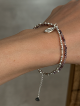 Silver925×天然石|8月誕生石 パープルスピネル2連 メダイブレスレット(Reeplushハンドメイド)