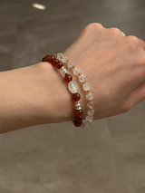 【追加】再入荷 | Silver925×天然石|ヘソナイトとロッククリスタルの2連メダイブレスレット(Reeplushハンドメイド)