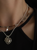 Silver925×天然石|1月誕生石ヘソナイトガーネット クロスミニチャーム チョーカーネックレス(Reeplushハンドメイド)38cm〜42cm