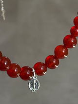 Silver925×天然石|レッドオニキス+メダイ ネックレス/38cm+3.5cm(Reeplushハンドメイド)